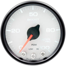 Load image into Gallery viewer, Autometer Spek-Pro Gauge Boost 2 1/16in 100psi Stepper Motor W/Peak & Warn Wht/Blk