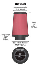 Load image into Gallery viewer, K&N Filter Universal Rubber Filter 3 1/2 inch Flange 4 5/8 inch Base 3 1/2 inch Top 7 inch Height