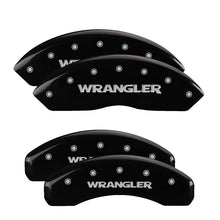 Load image into Gallery viewer, MGP 4 Caliper Covers Engraved Front & Rear WRANGLER Black finish silver ch