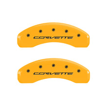Load image into Gallery viewer, MGP 4 Caliper Covers Engraved Front & Rear C7/Corvette Yellow finish black ch