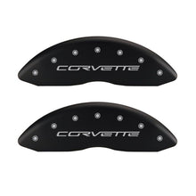 Load image into Gallery viewer, MGP 4 Caliper Covers Engraved Front & Rear C6/Corvette Red finish silver ch