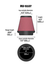 Load image into Gallery viewer, K&N Universal Air Filter 6in Flange / 7-1/2in Base / 4-1/2in Top / 6-1/2in Height