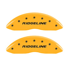 Load image into Gallery viewer, MGP 4 Caliper Covers Engraved Front & Rear Ridgeline Yellow Finish Black Char 2019 Honda Ridgeline