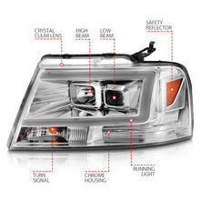 Load image into Gallery viewer, ANZO 2004-2008 Ford F-150 Projector Headlights w/ Light Bar Chrome Housing