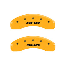 Load image into Gallery viewer, MGP 4 Caliper Covers Engraved Front & Rear SHO Yellow finish black ch