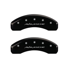 Load image into Gallery viewer, MGP 4 Caliper Covers Engraved Front & Rear Avalanche Black finish silver ch