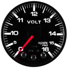 Load image into Gallery viewer, AutoMeter Gauge Voltmeter 2-1/16in. 16V Stepper Motor W/Peak & Warn Blk/Blk Spek-Pro