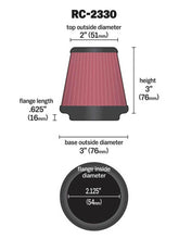 Load image into Gallery viewer, K&N Universal Chrome Filter 2 1/8 inch FLG / 3 inch Bottom / 2 inch Top / 3 inch Height