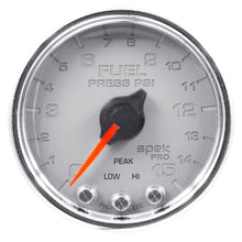 Load image into Gallery viewer, Autometer Spek-Pro Gauge Fuel Press 2 1/16in 15psi Stepper Motor W/Peak & Warn Slvr/Chrm