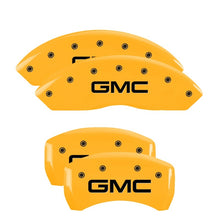 Load image into Gallery viewer, MGP 4 Caliper Covers Engraved Front & Rear GMC Yellow Finish Black Char 2007 GMC Savana 2500