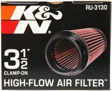 Load image into Gallery viewer, K&N Filter Universal Rubber Filter 3 1/2 inch Flange 4 5/8 inch Base 3 1/2 inch Top 7 inch Height