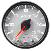 Load image into Gallery viewer, AutoMeter Gauge Voltmeter 2-1/16in. 16V Stepper Motor W/Peak & Warn Slvr/Blk Spek-Pro