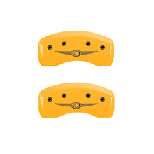 Load image into Gallery viewer, MGP 4 Caliper Covers Engraved Front & Rear Style 1/Chrysler Wing Yellow finish black ch