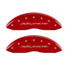 Load image into Gallery viewer, MGP 4 Caliper Covers Engraved Front & Rear Avalanche Red finish silver ch