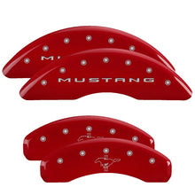 Load image into Gallery viewer, MGP 4 Caliper Covers Engraved Front 2015/Mustang Engraved Rear 2015/Bar & Pony Red/Silve 19in. Min