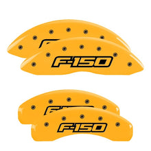 Load image into Gallery viewer, MGP 4 Caliper Covers Engraved Front & Rear Oval Logo/Ford Yellow Finish Black Char 2013 Ford F-150
