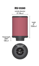 Load image into Gallery viewer, K&N Universal Rubber Filter 1 1/2in FLG 3in OD 4in Height