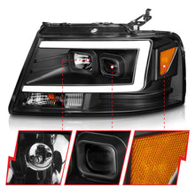 Load image into Gallery viewer, ANZO 2004-2008 Ford F-150 Projector Headlights w/ Light Bar Black Housing