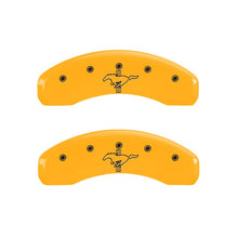 Load image into Gallery viewer, MGP 4 Caliper Covers Engraved Front 2015/Mustang Engraved Rear 2015/Bar & Pony Yellow fnsh black ch