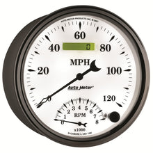 Load image into Gallery viewer, AutoMeter Gauge Tach/Speedo 5in. 120MPH & 8K RPM Elec. Program Old Tyme White II