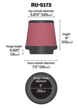 Load image into Gallery viewer, K&N Universal Clamp-On Air Filter 6in FLG / 7-1/2in B / 5-7/8in T / 6in H