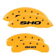 Load image into Gallery viewer, MGP 4 Caliper Covers Engraved Front & Rear SHO Yellow finish black ch