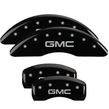 Load image into Gallery viewer, MGP 4 Caliper Covers Engraved Front & Rear GMC Black finish silver ch