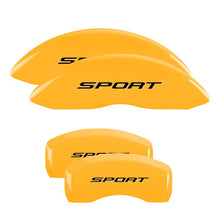 Load image into Gallery viewer, MGP 4 Caliper Covers Engraved Front & Rear Oval logo/Ford Yellow finish black ch