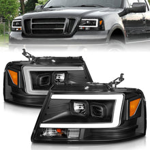 Load image into Gallery viewer, ANZO 2004-2008 Ford F-150 Projector Headlights w/ Light Bar Black Housing