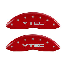 Load image into Gallery viewer, MGP 4 Caliper Covers Engraved Front & Rear Vtech Red finish silver ch