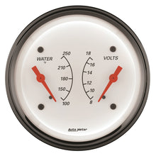 Load image into Gallery viewer, AutoMeter Gauge Dual Wtmp & Volt 3-3/8in. 250 Deg. F & 18V Elec Arctic White