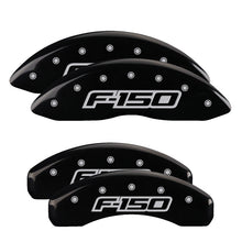 Load image into Gallery viewer, MGP 4 Caliper Covers Engraved F&R F150 / F150 2009 Black Powder Coat Finish Silver Characters