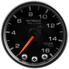 Load image into Gallery viewer, Autometer Spek-Pro Gauge Nitrous Press 2 1/16in 1600psi Stepper Motor W/Peak & Warn Blk/Blk