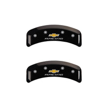 Load image into Gallery viewer, MGP 4 Caliper Covers Engraved F & R Chevy Racing Black Finish Silver Char 1988 Chevrolet Corvette