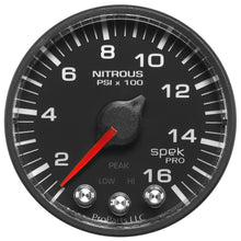 Load image into Gallery viewer, Autometer Spek-Pro Gauge Nitrous Press 2 1/16in 1600psi Stepper Motor W/Peak & Warn Blk/Blk