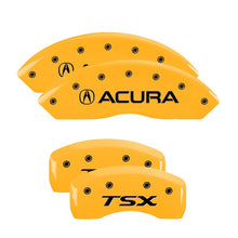 Load image into Gallery viewer, MGP 4 Caliper Covers Engraved Front & Rear Acura Yellow Finish Black Char 2008 Acura TL
