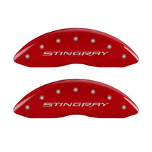 Load image into Gallery viewer, MGP 4 Caliper Covers Engraved Front & Rear Stingray Red finish silver ch