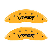 Load image into Gallery viewer, MGP 4 Caliper Covers Engraved Front & Rear Gen 2/Viper Yellow Finish Black Ch