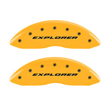 Load image into Gallery viewer, MGP 4 Caliper Covers Engraved Front & Rear Explorer Yellow finish black ch