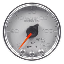 Load image into Gallery viewer, Autometer Spek-Pro Gauge Water Press 2 1/16in 120psi Stepper Motor W/Peak & Warn Slvr/Chrm