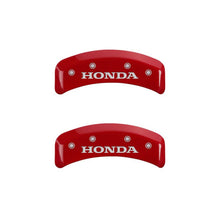 Load image into Gallery viewer, MGP 4 Caliper Covers Engraved Front & Rear Honda Red finish silver ch