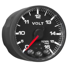 Load image into Gallery viewer, AutoMeter Gauge Voltmeter 2-1/16in. 16V Stepper Motor W/Peak & Warn Blk/Blk Spek-Pro