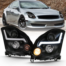 Load image into Gallery viewer, ANZO 2003-2007 Infiniti G35 Projector Headlight Plank Style Chrome (HID Compatible, No HID Kit )