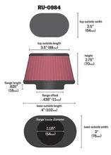 Load image into Gallery viewer, K&N Universal Rubber Filter 2.125in Flange ID/3in x 4in Tapered Oval/2.75in Height (4 Filters)