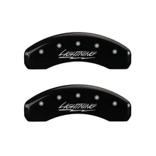 Load image into Gallery viewer, MGP 4 Caliper Covers Engraved Front & Rear Lightning Black finish silver ch