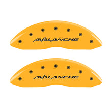 Load image into Gallery viewer, MGP 4 Caliper Covers Engraved Front & Rear Avalanche Yellow Finish Black Char 2001 Chevrolet Tahoe