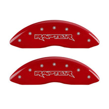 Load image into Gallery viewer, MGP 4 Caliper Covers Engraved Front & Rear Raptor Red finish silver ch