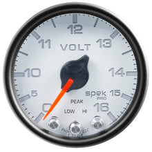 Load image into Gallery viewer, Autometer Spek-Pro Gauge Voltmeter 2 1/16in 16V Stepper Motor W/Peak & Warn Wht/Blk