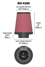 Load image into Gallery viewer, K&N Universal Clamp-On Air Filter 3in FLG / 6in B / 4-1/2in T / 6in H