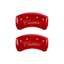 Load image into Gallery viewer, MGP 4 Caliper Covers Engraved Front & Rear Cursive/Cadillac Yellow finish black ch